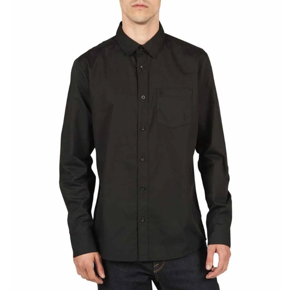 Volcom Everett Solid Long Sleeve Men’s L Black Classic Fit Button Down NWOT